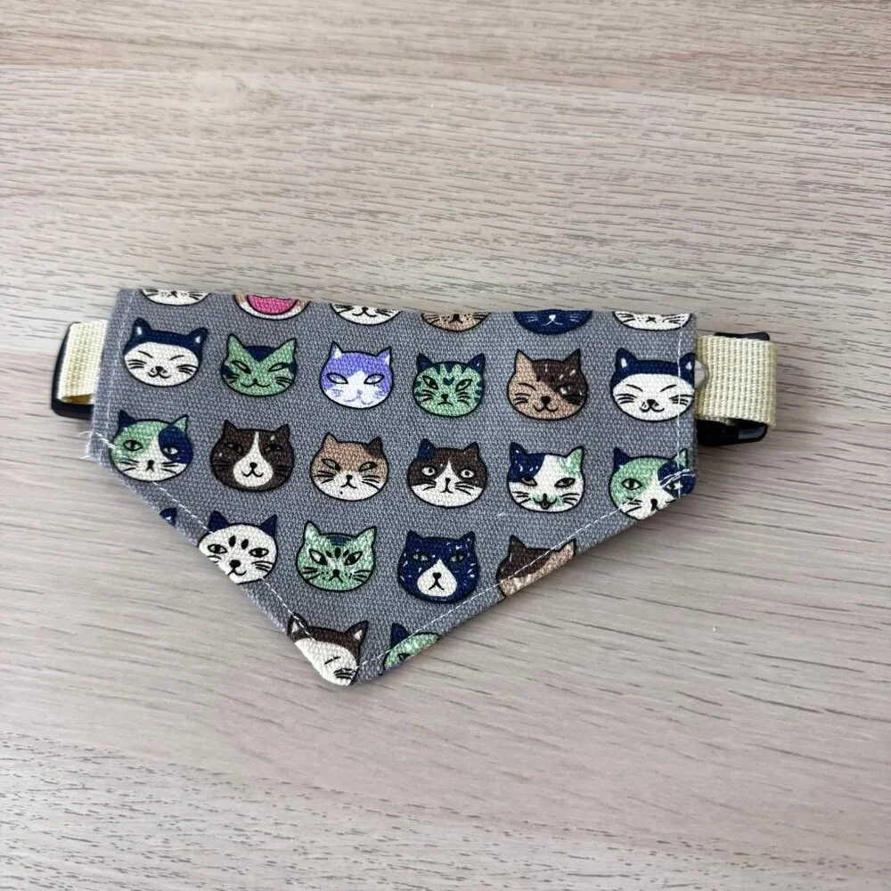 Japanese Cat Faces Collar Adjustable Bandana M | Small and Medium Dog or Cat